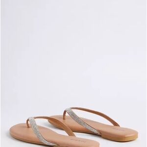 NWTS Plus-size Beige Rhinestone  Flip Flops 8W